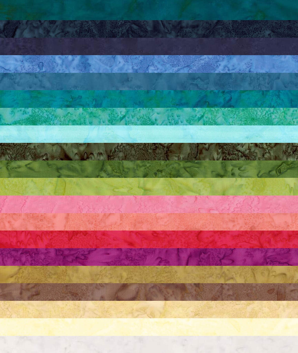 Stripes of fabric in various colors arranged in a pattern.